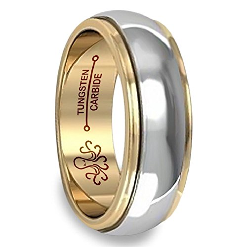 Tungsten Rings For Men Women Wedding Band Two Tones Gold Silver Engagemen Ring 6mm 8mm SIzes 5-11.5