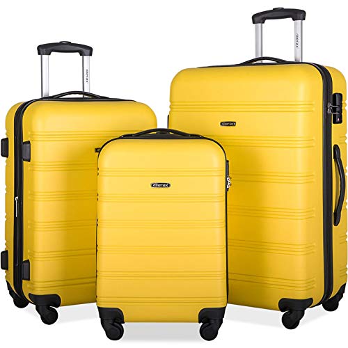 Merax Travelhouse Luggage Set 3 Piece Expandable Lightweight Spinner Suitcase (Yellow)