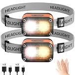 Chasinglee 3000 lumen, super luminosi, ricaricabili tramite USB, lampada frontale a LED,regolabile, impermeabile, con sensore di gesto, adatta per campeggio, ciclismo, pesca durante(Confezione da 2)