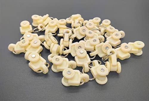 Image of FAPBADRI Heavy Plastic Runners with Wheels for Curtain Channel /Track, Ivory Colour, 50 Pieces