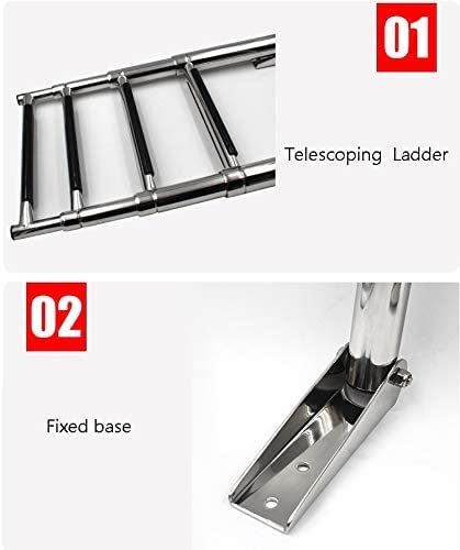 Scala telescopica per Barche, in Acciaio Inox, Estensibile, per Yacht/Piscina (4 gradini).