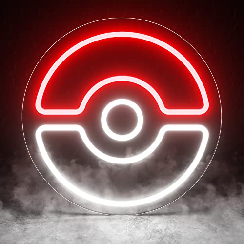 Koicaxy Poke Ball Neon Sign, Acrylic Neon Light Neon Signs for Bedroom Wall Decor, Light Up Sign Led Signs for Kids Room Gaming Room Party Christmas Decoration (Poke Ball)