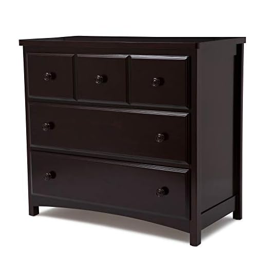 Delta Children 3 Drawer Dresser, Greenguard Gold Certified, Dark Chocolate