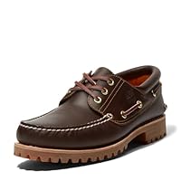 Timberland Men's Authentics 3-Eye Boat Shoe, Brown Full-Grain, US 8