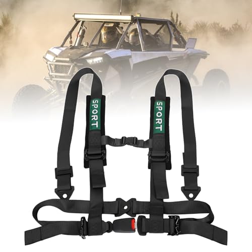 Image of 4 Point Bucket Racing Harness With Padding Heavy Duty Buckle Upgraded 3 Inch Black Straps UTV Harness 4 point Universal Adjustable for Adults Easy Install, Black