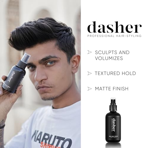Image of Dasher Sea Salt Spray (100ml) & Hair Styling Cream (100g), Lightweight Cream, Medium Hold Puck, Water-Based, Volumizes & Texturizes Hair, With Bhringraj & Vitamin E