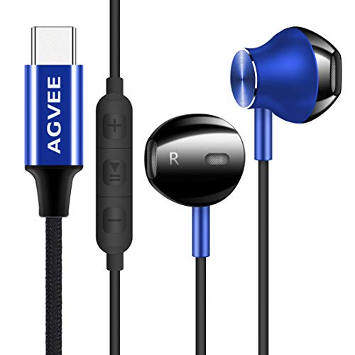 AGVEE Digital USB-C Headphones,Type-C Eabuds in-Ear Earphones with Microphone Wired Ear Buds Phone Super Bass for Android Samsung S21 S20, Note 20 10, iPad Pro, Pixel 5 4 3 2,