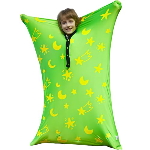 KreyNa Sensory Body Sock, 47' x 27' Sensory Sack Premium Sensory Sock Glow in The Dark for 6-9 Autistic Children, Good for Height: 41'-51' Medium, Green