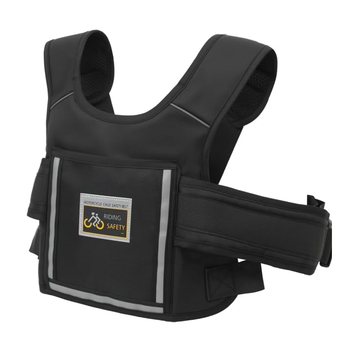 TayBong Motorrad Gurt Kinder（2-15 Jahre）, Verstellbarer Motorradgurt für Kinder mit Reflektor, Atmungsaktiver Sicherheitsgurt für Motorrad und Fahrrad