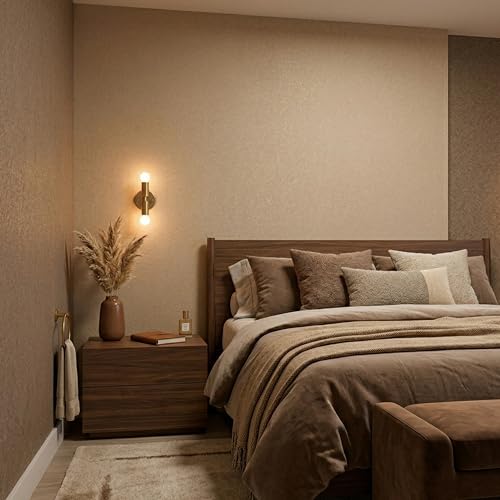 Image of Modern Brass Wall Sconce Lights - Industrial Double Bulb Vanity Fixture - Vintage Wall Lamp for Bathroom, Hallway, Bedroom, Living Room - Hardwired Light Fixture (1)