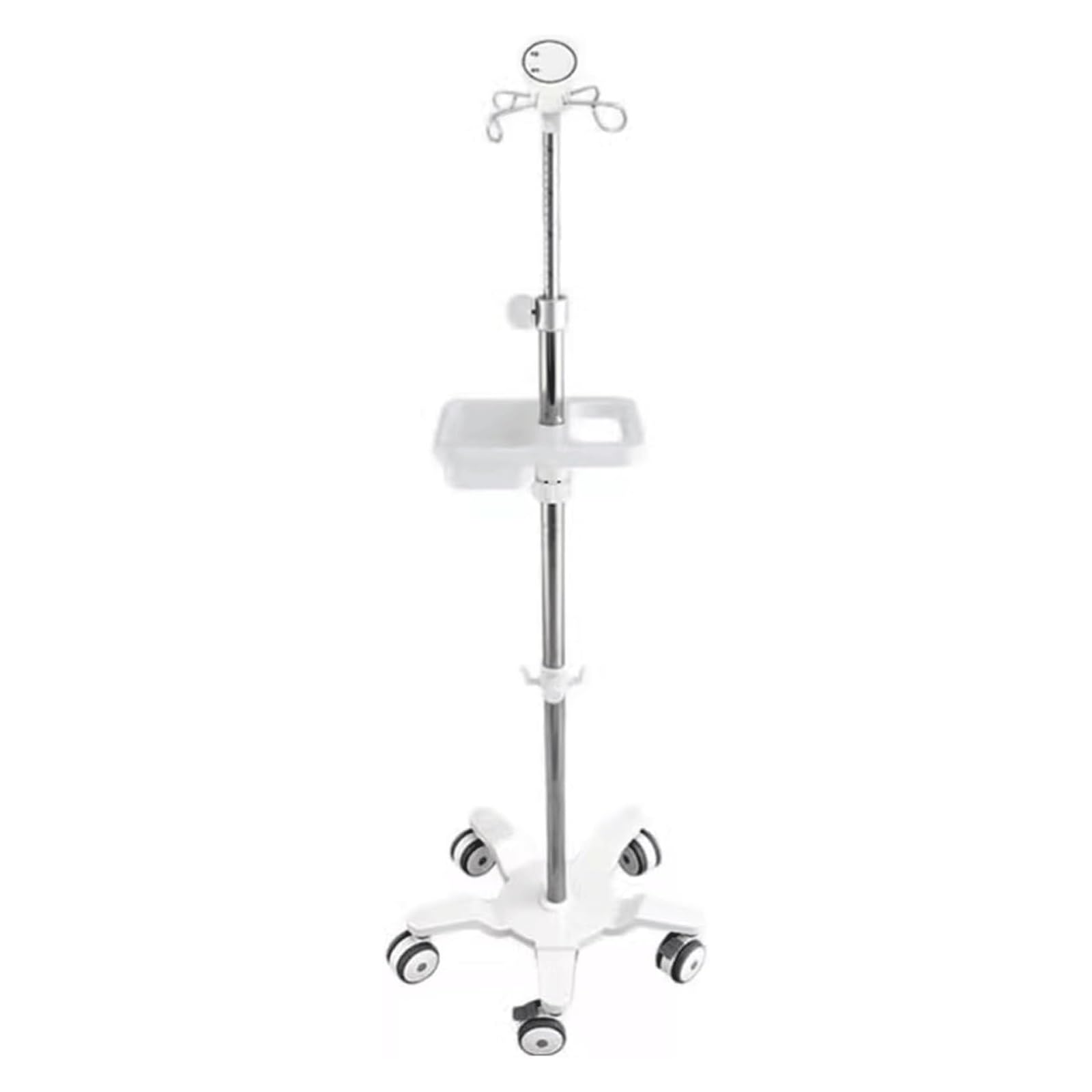 EYPKPL Supporto for flebo con Ruote, Altezza Regolabile, Supporto for Sacca flebo in Acciaio Inox con Ruote e 4 Ganci, Supporto for flebo con Vassoio Quadrato
