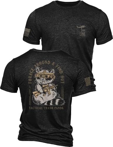Nine Line Tactical Trash Panda T-Shirt Funny Raccoon Military Graphic Tee Patriotic Veteran-Owned Apparel Made in USA (US Alpha X-Large Regular Regular Charcoal Black)