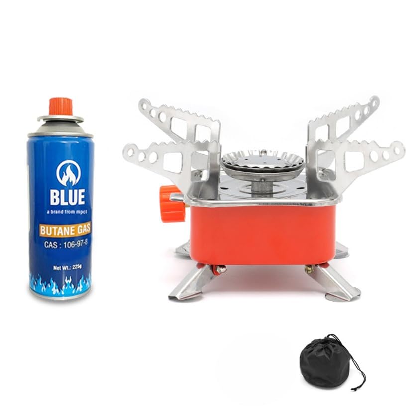 M&M HARIS camping stove with cylinder | camping gas stove | Camping Stove – 2800W Ultra-Light Picnic Cooking Gas Burner, Folding Emergency Camping Stove, Stainless Steel (Stove+ 1 Butane)-image-35