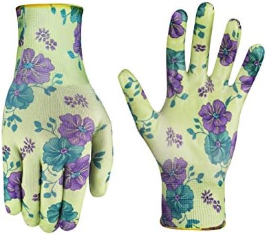 DURASHELT Gardening Gloves for Women - Nylon Gardening Gloves with Smooth Nitrile Coating – Protective Gardening Gloves for Women Medium – Durable and Sturdy Working Gloves Green (3, Medium)