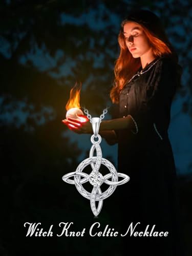 ZBA Natural Diamond Witches Knot Necklace for Women S925 Sterling Sliver Witches Jewelry Gifts (Color F-G/Clarity I1-I2)3