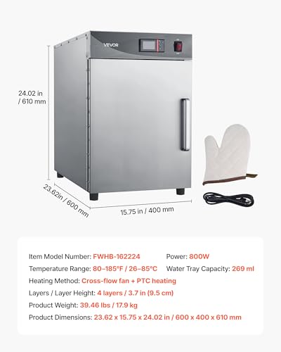 Image of VEVOR Electric Hot Box Food Warmer, 4-Tier Commercial Warming Cabinet with Water Tray, Single-Door and Adjustable Shelves, Stainless Steel Food Warmer Cabinet, for Restaurant, Kitchen, Pizza, Chicken