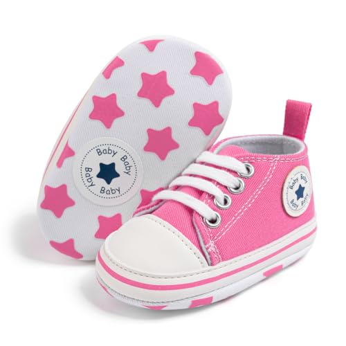 Image of Meckior Infant Baby Boys Girls Canvas Sneaker Soft Sole First Walkers Trainers Lace Up Casual Shoes