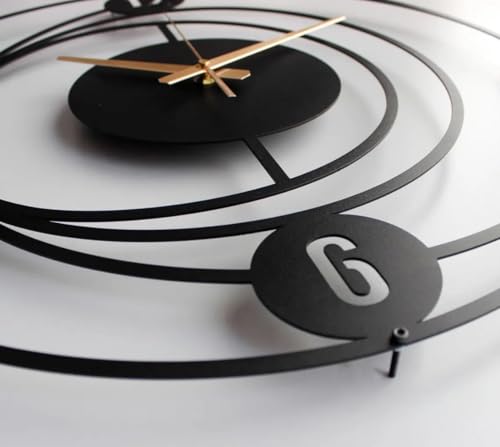Image of Wall Clock Stylish Metal Analog Wall Clock for Living Room, Bedroom, Office, Kitchen, Home and Hall | Antique Fancy Big Size Modern Wall Watch (Black(DA-189), 60 CM)