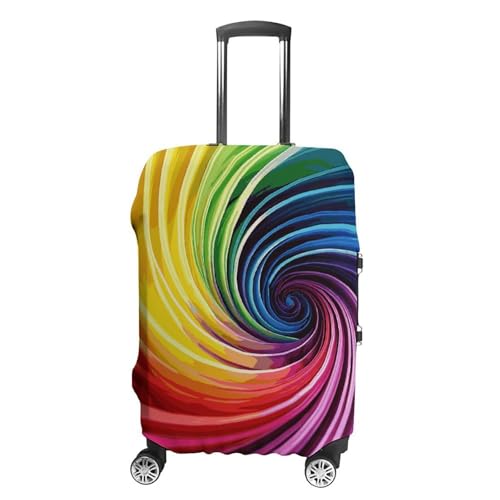 Rainbow Spiral Elastic Luggage Cover Suitcase Protector for 19-32 Inch Suitcases | Universal Stretchable Travel Bag Cover | Anti-Scratch, Washable with Zipper Closure S