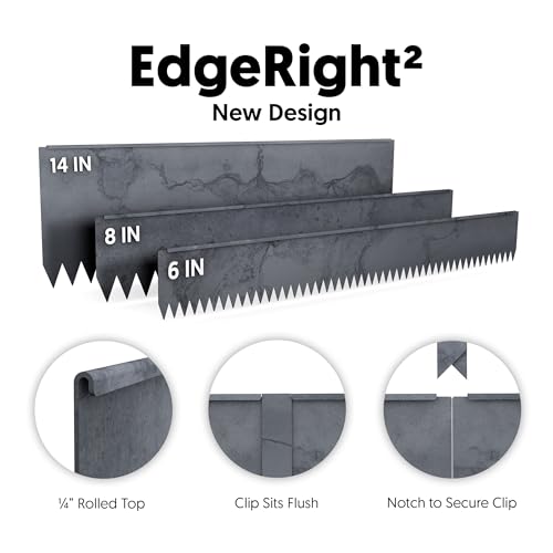 Edge Right - Hammer-in Landscape Edging - 48-inch Strips - 14-inch Depth 1/4-inch Rounded top COR-Ten Steel (1 Pack)