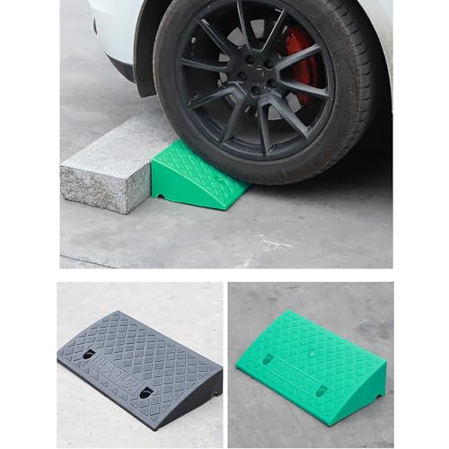 Alfombrillas de rampa plásticas, ayuda para arranque en colina, aptas para autos de chasis bajo y vehículos eléctricos, resistentes a rayones (Verde, 50 x 27 x 13 cm) miniatura 5
