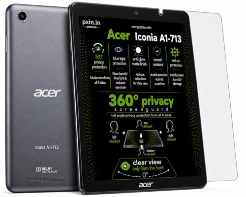 Image of Pxin 360 Pro Privacy Screen guard compatible with Acer Iconia A1-713 | Anti Glare | Anti UV | Anti Blue | Anti Reflection | Privacy Filter | Unbreakable Build