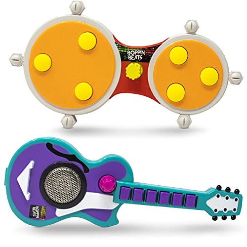 CandyRific Boppin Beats Handheld Musical Instruments: Bongo Drum and Acoustic Guitar Combo Set Kids Toys - Compact Play Mode and Sounds for Boys & Girls