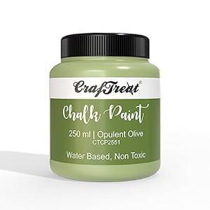 CrafTreat?Opulent Olive Chalk Paint for Wood Furniture, Wall, Home Decor, Glass, DIY Craft - Matte Acrylic Chalk Paint?Green Multi Surface Paint - 250 Ml