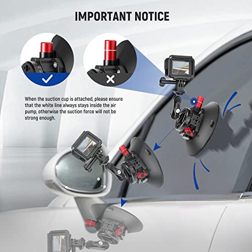 Neewer 6" Camera Suction Mount With Ball Head Magic Arm, Metal Car Mount For Camera/Action Camera/Phone, Air Pump Vacuum Suction Cup On Car Or Window Glass With 1/4" 3/8" Arri Mounting Holes, Ca013 #TOP5