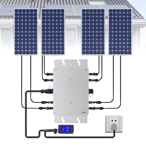 Solar Micro Grid Tie Inverter, WVC-1200W MPPT Pure Sine Wave DC to AC Inverter, IP65 Waterproof with...