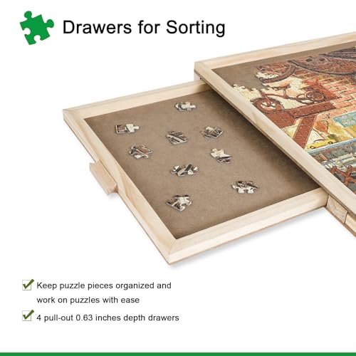 all4jig 1500 piece rotating puzzle board with drawers and cover2534x3434portable wooden jigsaw puzzle table for adults portablelazy susan spinning puzzle boards birthday gift for mom