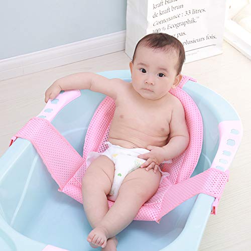 Breathable Mesh Newborn Baby Bath Mat Baby Tub Pillow Adjustable Non-Slip Bath Seat Pad Bath Cushion For Bathtub For 0-18 Months (Style 3-Pink(Mesh)) #TOP2
