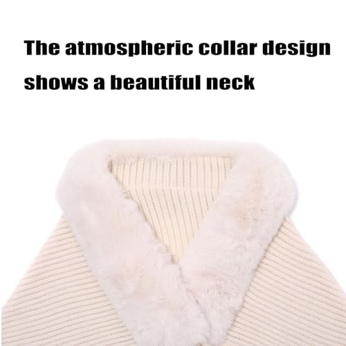 Knit Fringe Fur Collar Shawl, Knit Fringe Cape Shawl Fur Collar Cape, Ladies Knitted Loose Thickened Shawl4