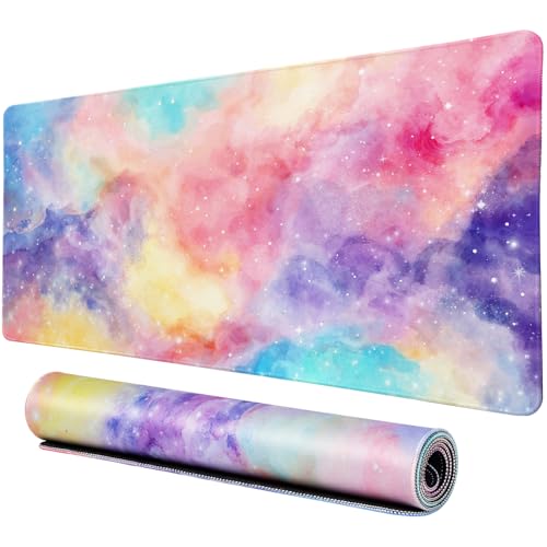 Image of Vimorco Waterproof Desk Pad,XXL Large Mouse Extended Gaming Mousepad with Anti-Slip Rubber Base,Computer Laptop Keyboard Mouse Mat for Women Men Girls Work,Game,Office,31.5 x 15.7 inch,Pink Watercolor