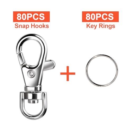 Image of LEOBRO 160PCS Lobster Claw Clasps and Key Rings, Keychain Making Kit, 80PCS Keychain Clips and 80PCS Key Chain Rings, Key Chain Making Kit for Crafts, Keychains, Jewelry