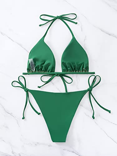Image of Bikinis Swimsuit Set for Women Swimwear Triangle Bathing Suit Tie String Thong