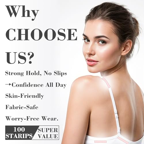 100 Strips Double Sided Tape for Clothes, Fashion Tape for Women, Dress & Bra Tape, Clear Clothing Tape to Keep Clothes in Place, Body Tape for Fabric to Skin2