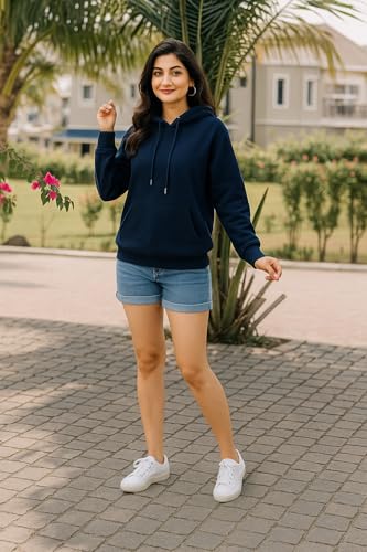Image of Women Sweatshirt with Hoodies, Hooded Neck Regular Fit Long Sleeve Womens,Solid Hooded Cotton Fleece for Women