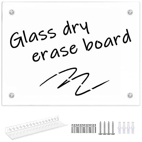 TORASO Glass Whiteboard, Dry Erase White Board, 12" x 16" Small Glass White Board for Home Kitchen, Office, Frameless, Brilliance White(Glass BB-WH-3040) Cover