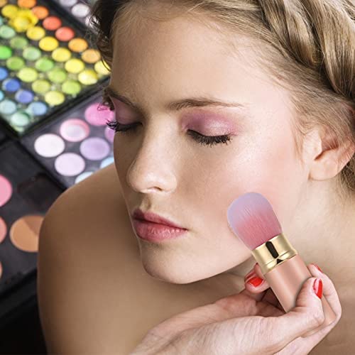 Image of Falliny Retractable Kabuki Makeup Brush, Travel Face Blush Brush, Portable Powder Brush with Cover for Blush, Bronzer, Buffing, Flawless Powder Cosmetics