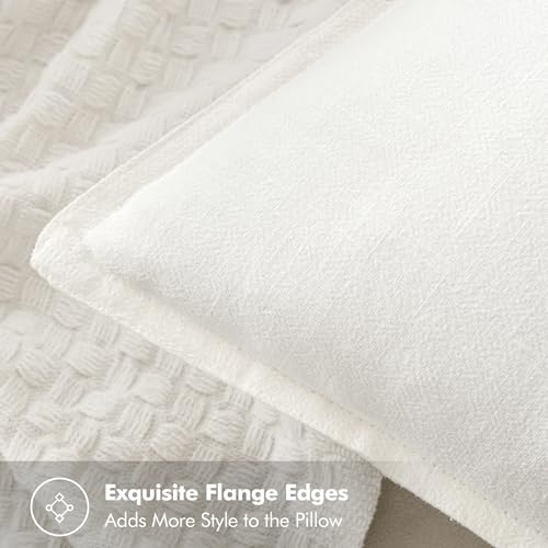 Image of MIULEE Set of 2 Linen Pillow Covers 18x18 Inch Cream White Soft and Stylish for Couch Bed Decoration Adding Modern Farmhouse Styles to Your Home Decor,Unifying Practicality and Decor Appeal