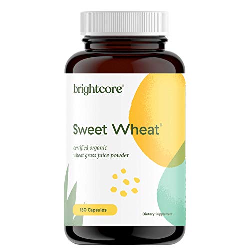 Brightcore Sweet Wheat Organic Wheat Grass Juice Powder, 180 Capsules