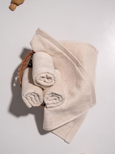 Image of DAMENSCH 100% Cotton Face Towel, Super Soft Gym for Workout, Ultra Absorbent Towel for Women, Quick Dry, Long Lasting Colours Face Towel Set-Serene Beige II