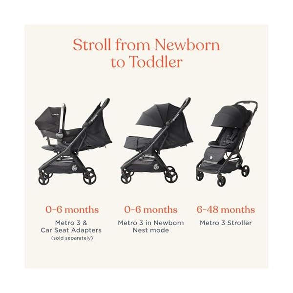 Ergobaby Metro3 Kinderwagen Buggy mit Liegefunktion, Baby-Buggy ab Geburt bis 22kg (0-4 Jahre), Zusammenklappbar und Autositz Kompatibel, höhenverstellbarer Griff, ergonomischer Sitz, Graphite Grey
