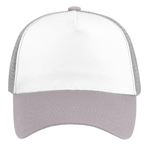 Image of Falari 5-Panel Mesh Baseball Cap, Trucker Hat, Structured Plain Design, Cotton, Adjustable Size