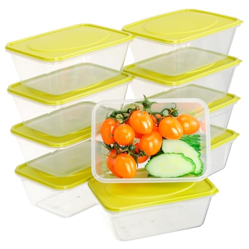 VINATO 10 Piezas 520ml Tapers Plásticos para Alimentos con Tapas, Reutilizable Recipiente Herméticos para Alimentos, Tapers Almacenamiento de Comida, Apto Microondas Congelador Lavavajillas, sin BPA