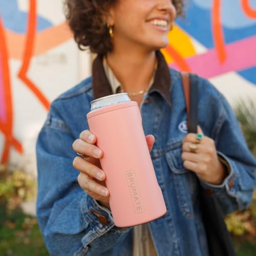 Image of BruMate Hopsulator Slim Can Cooler Insulated for 12oz Slim Cans | Skinny Can Insulated Stainless Steel Drink Holder for Hard Seltzer, Beer, Soda, and Energy Drinks (Glacier)