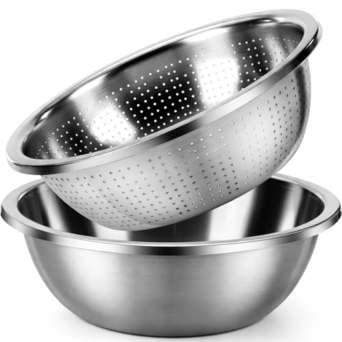 Set 2 piezas Bowl y Colador de Acero Inoxidable 16qt miniatura 1