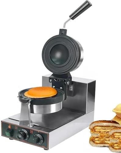 Commercial Electric Burger Waffle Maker, Non-Stick Panini Press with Adjustable Temperature 50-300℃, 5-Minute Timer, Double-Sided Heating