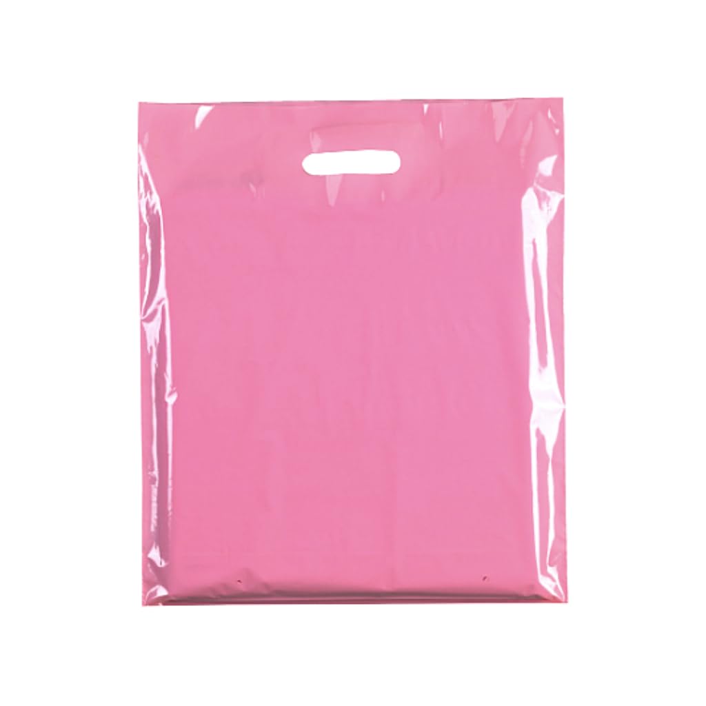 Plastic Carrier Bags with Die-Cut Handles –Reusable & Recyclable LDPE –Durable Retail Shopping Bags for Clothing, Gifts, Takeaways, and Events